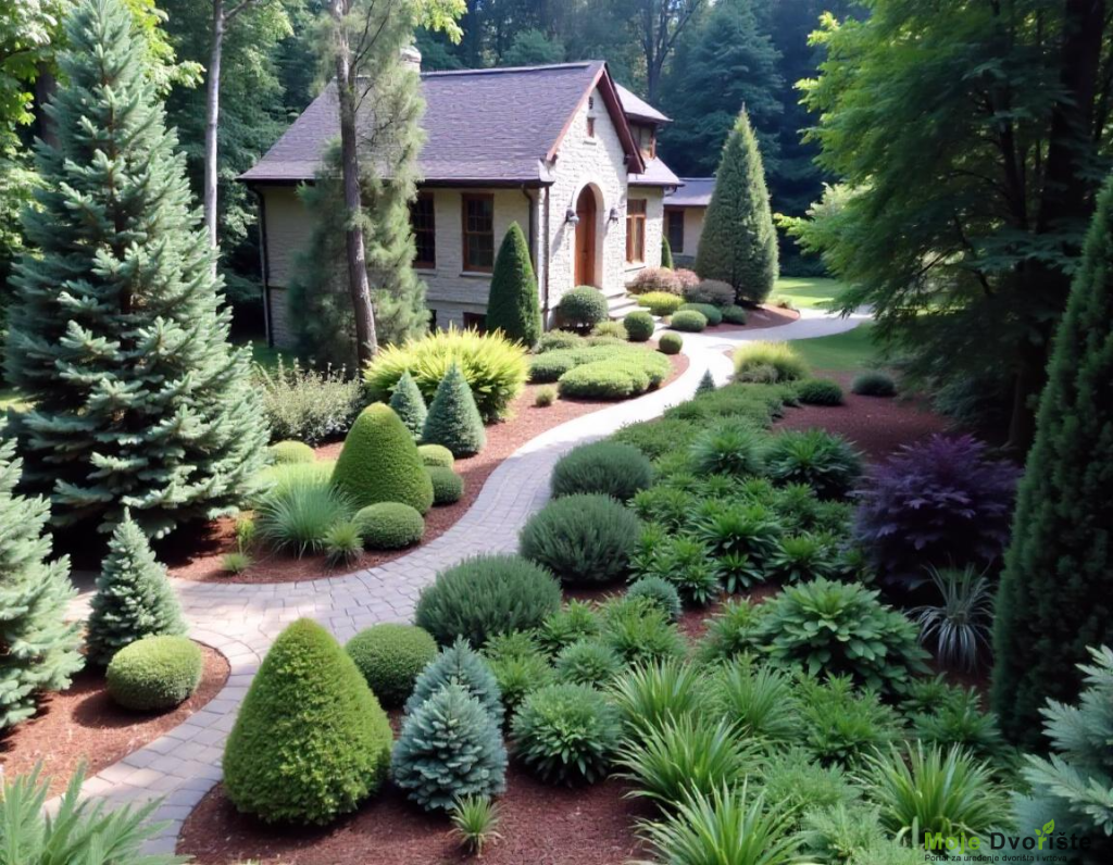 freepik__a-lush-garden-with-a-variety-of-evergreen-trees-an__31923 | Moje Dvorište Četinari | Moje Dvorište
