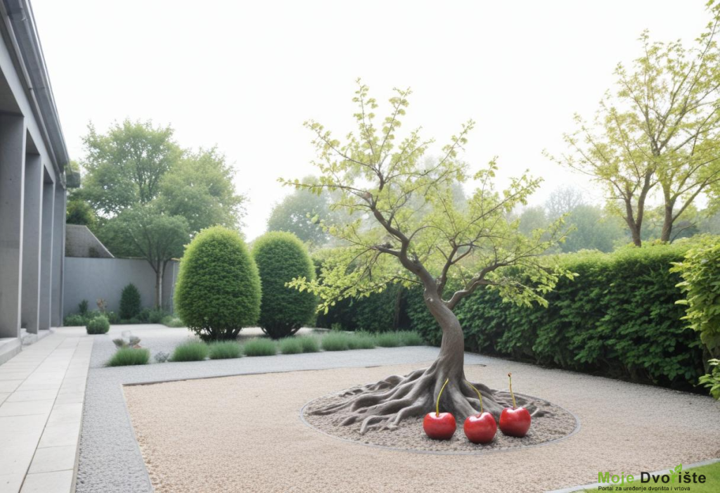 freepik__a-garden-with-a-tree-and-a-sculpture-of-two-cherri__33542 | Moje Dvorište Moderni vrt | Moje Dvorište