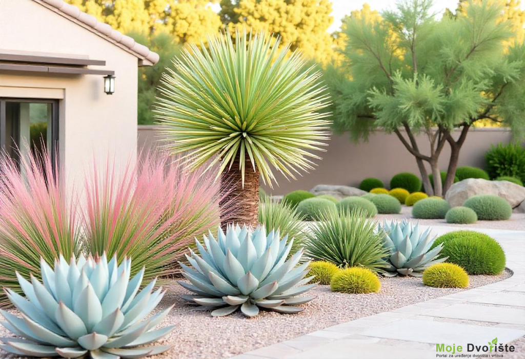 freepik__a-yucca-plant-surrounded-by-pink-muhly-grass-and-a__46710 | Moje Dvorište modern garden | Moje Dvorište