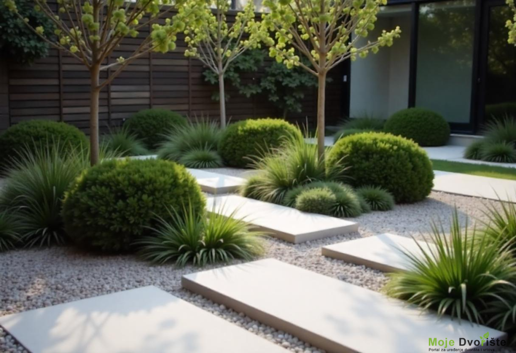 freepik__garden-with-trees-bushes-grass-and-stone-slabs-on-__46712 | Moje Dvorište Modern garden | Moje Dvorište